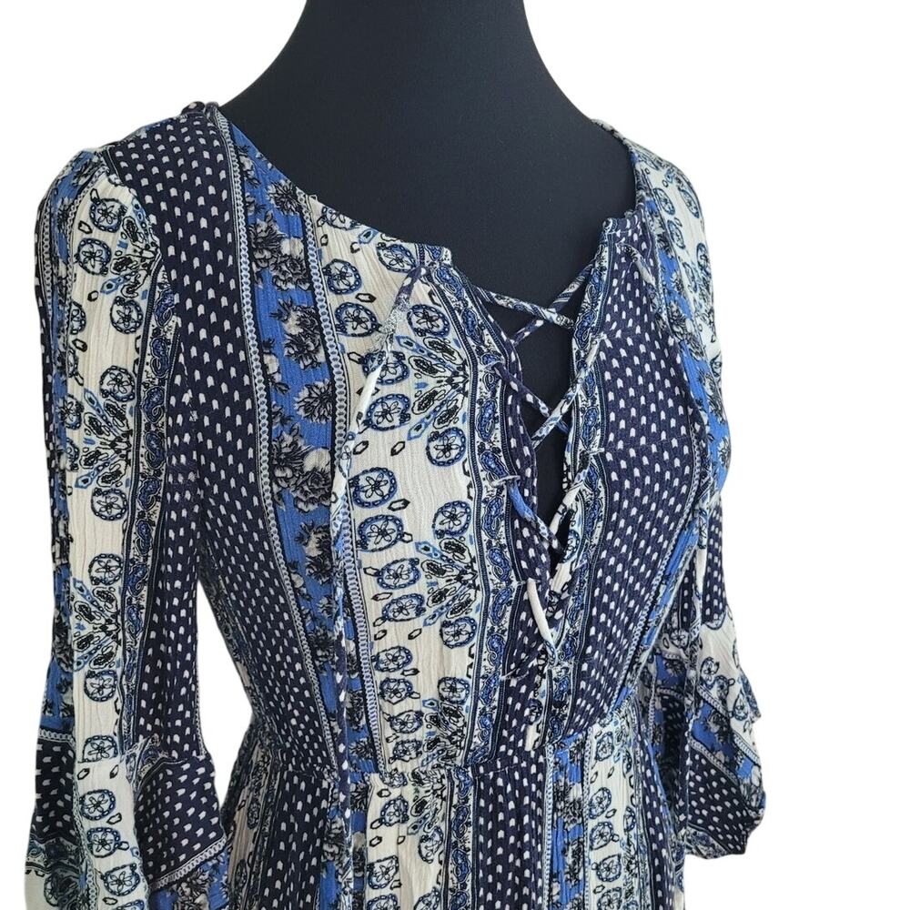 Patchwork Maxi Dress Boho Festival Cottagecore 4 Bell Sleeve Witchy Prairie Chic